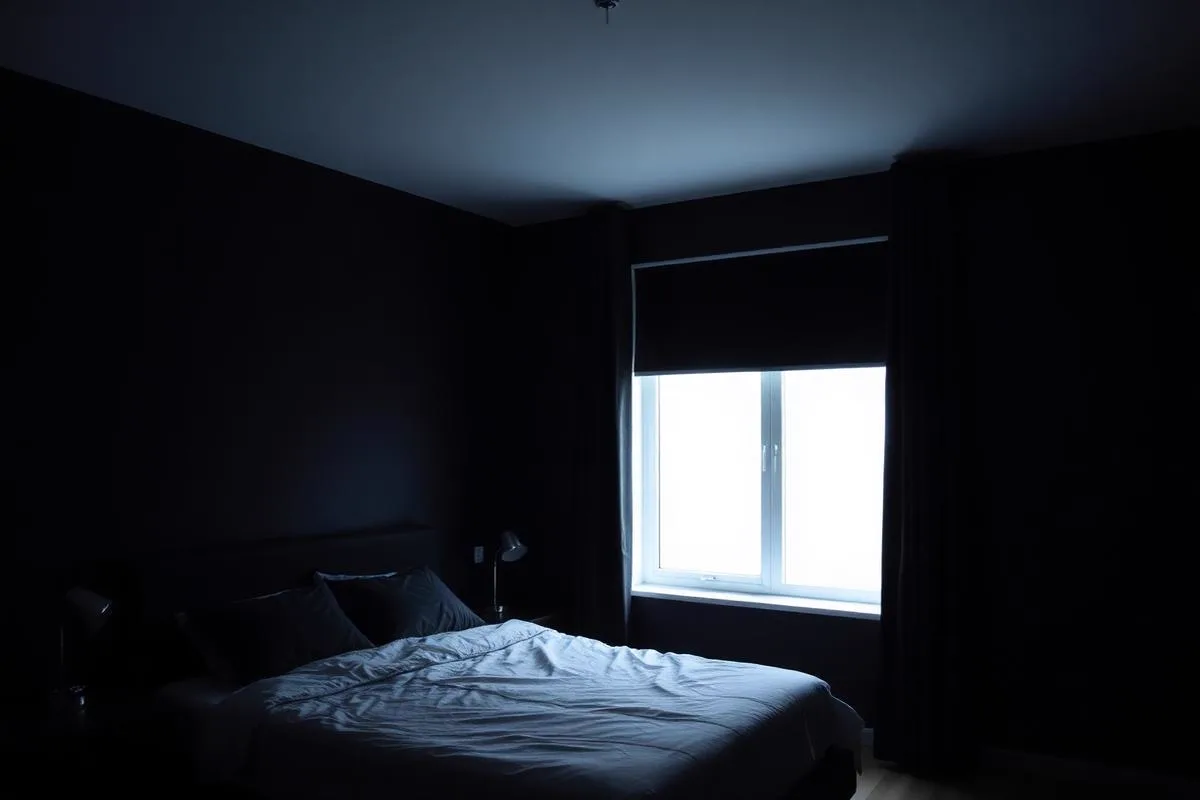 Cortina roller blackout instalada en dormitorio, Puerto Montt