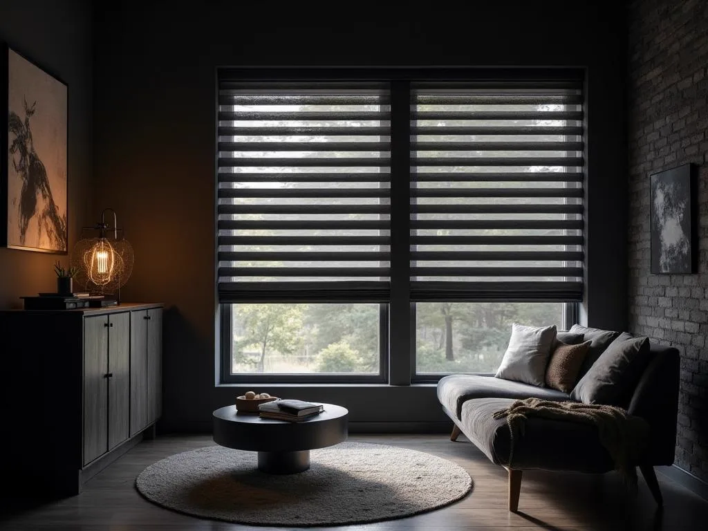 Cortina duo roller blackout y sunscreen en comedor, Puerto Varas
