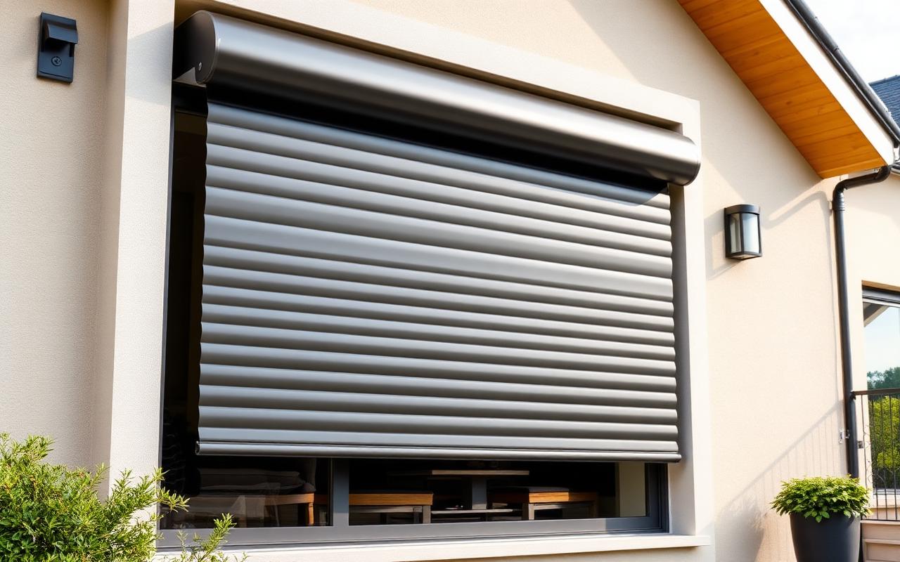 Persiana de exterior de aluminio negra motorizada en casa de Puerto Varas